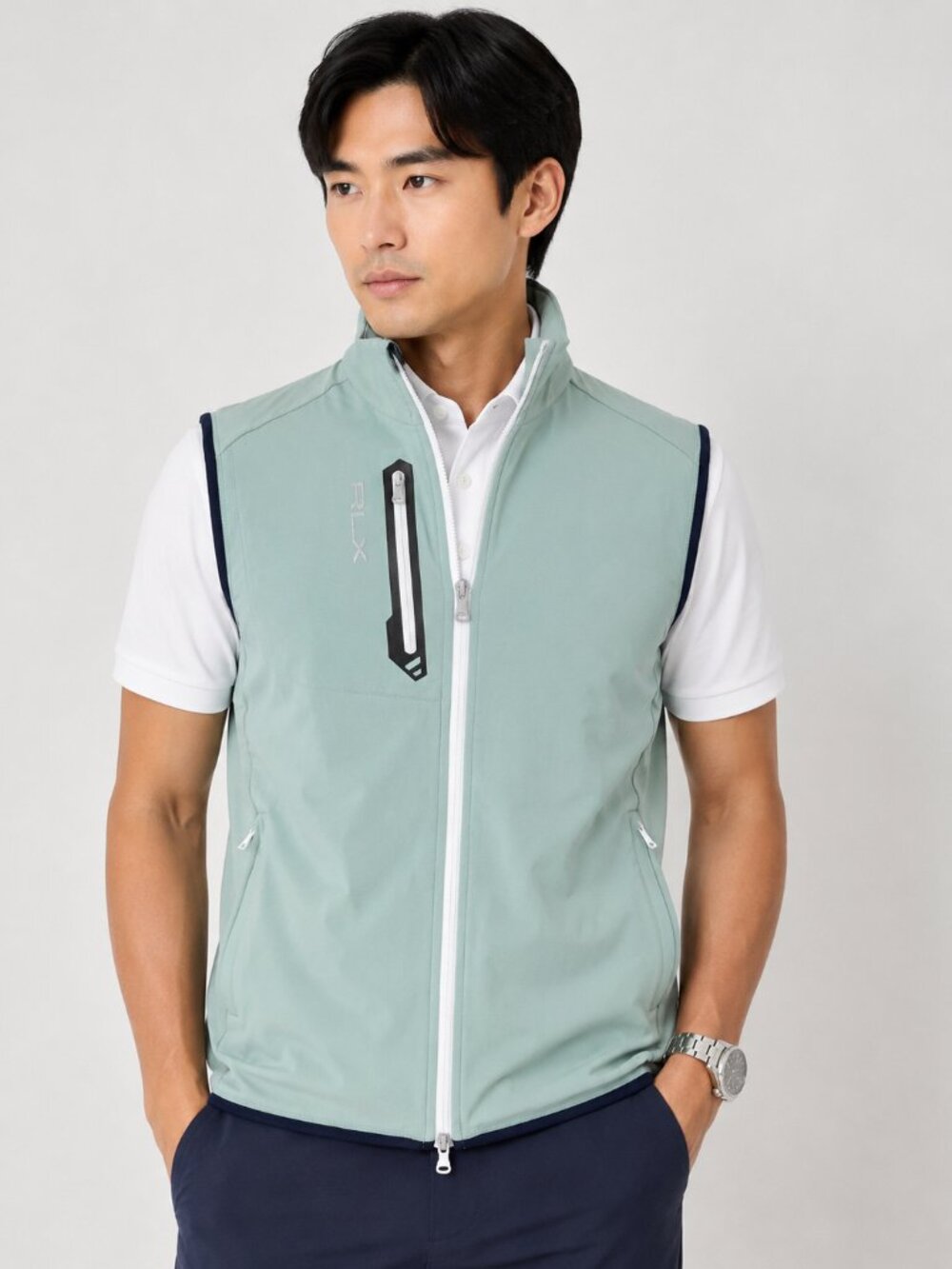 RLX Ralph Lauren Men’s M Green Full Zip Performance Golf Vest